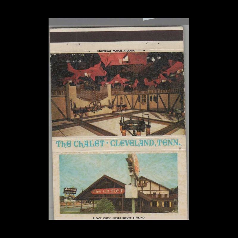 The Chalet Restaurant Cleveland, TN Vintage Matchbook Advertising Cover