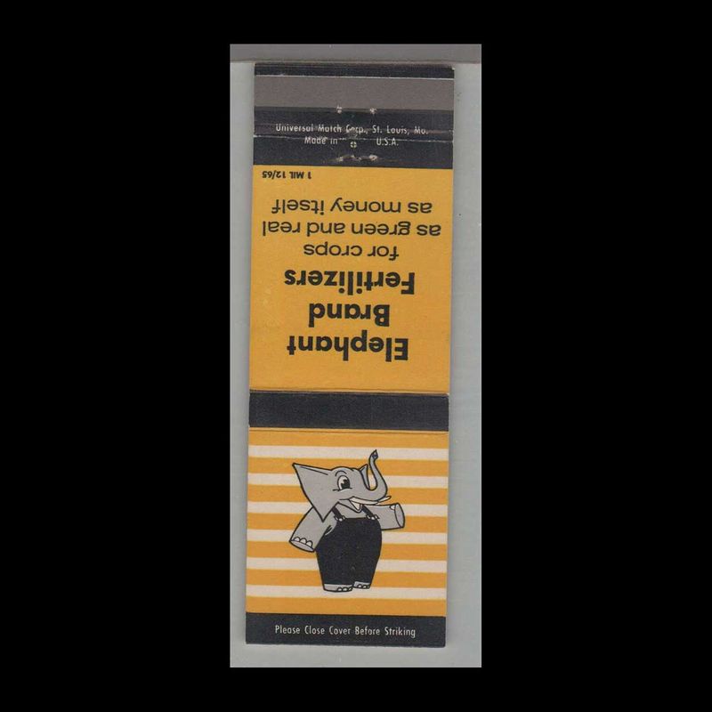 Elephant - Elephant Brand Fertilizers For Crops As Green As Mo Vintage Matchbook Advertising Cover