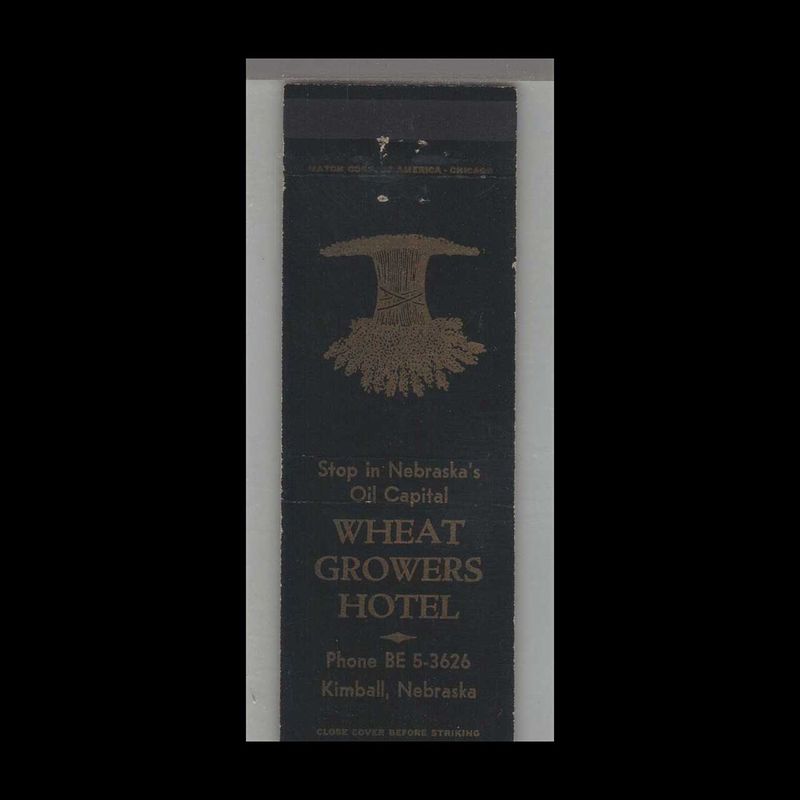 Farm -  Wheat Growers Hotel Kimball, NE Vintage Matchbook Advertising Cover