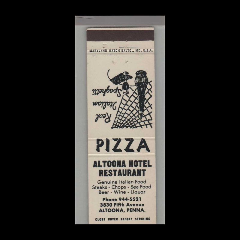 Altoona Hotel Altoona, PA Vintage Matchbook Advertising Cover