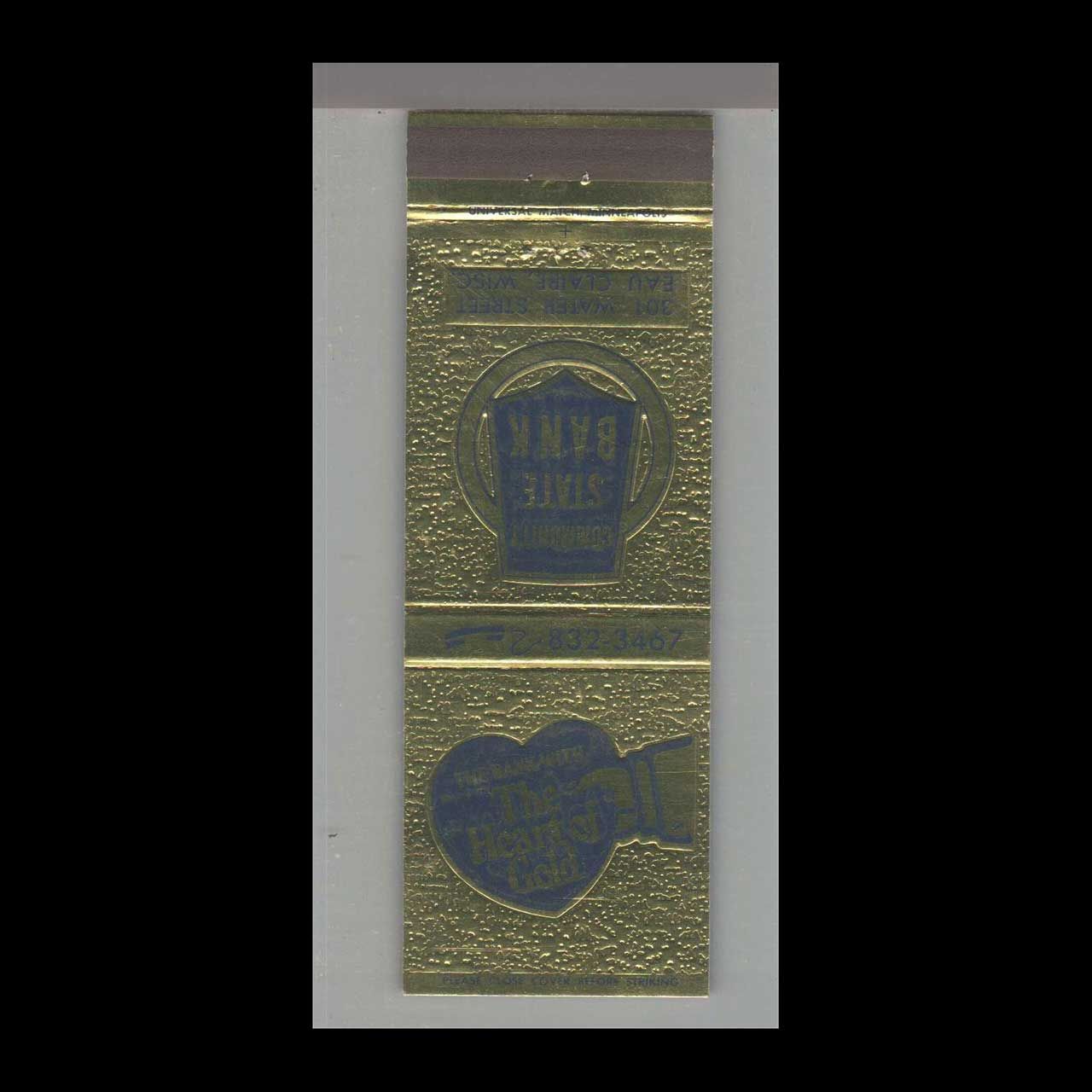 Community State Bank Eau Claire, WI Vintage Matchbook Advertising Cover