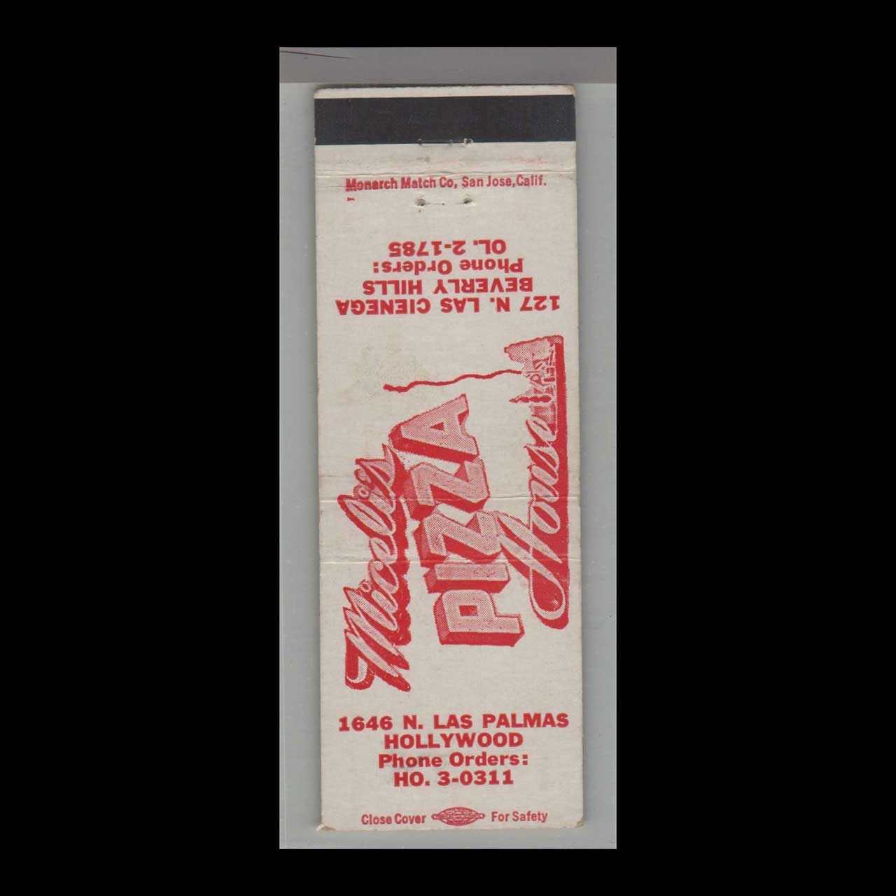 Pizza Place - Miceli&#39;s Pizza House Beverly Hills, CA Vintage Matchbook Advertising Cover