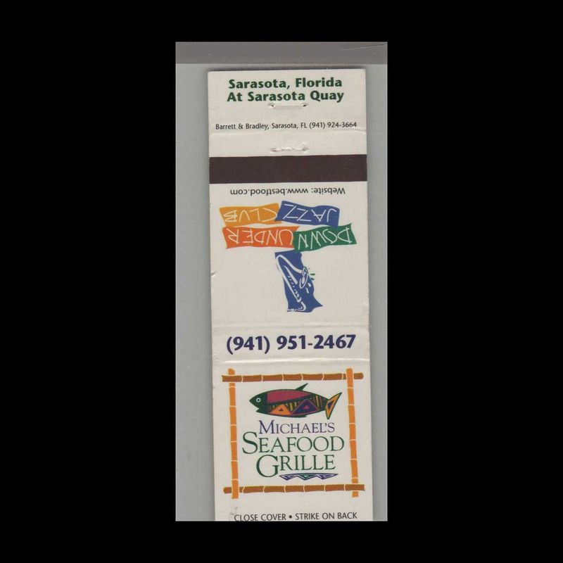 Michael&#39;s Seafood Grille Sarasota, FL Vintage Matchbook Advertising Cover