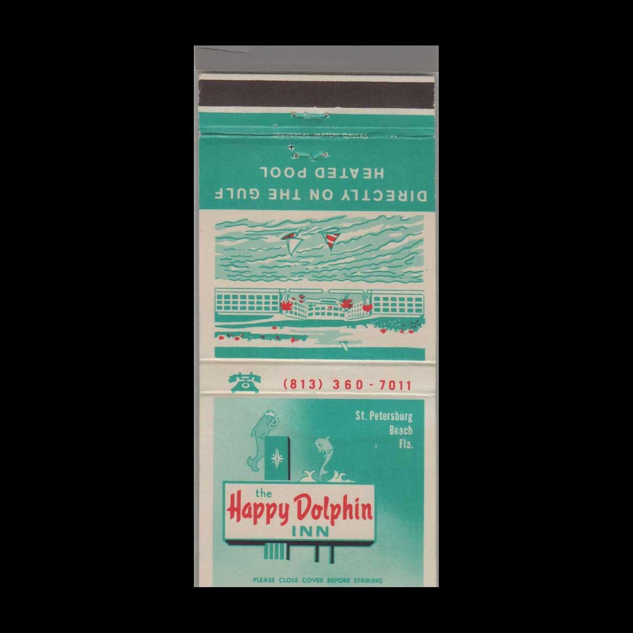 Happy Dolphin Inn St. Petersburg Beach, FL Vintage Matchbook Advertising Cover