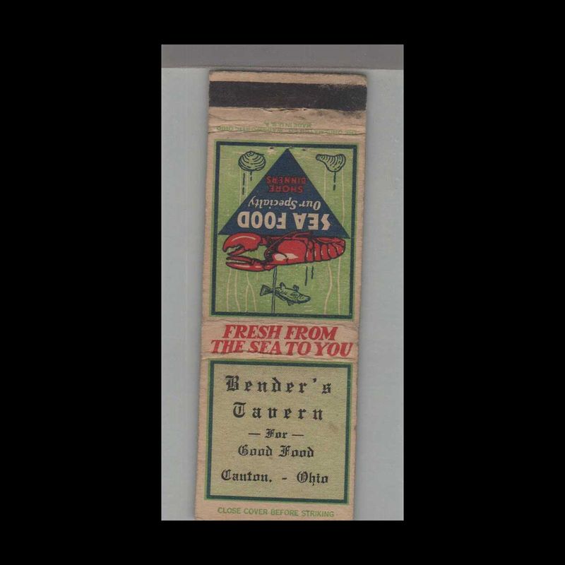 Bender&#39;s Tavern Canton, OH Vintage Matchbook Advertising Cover