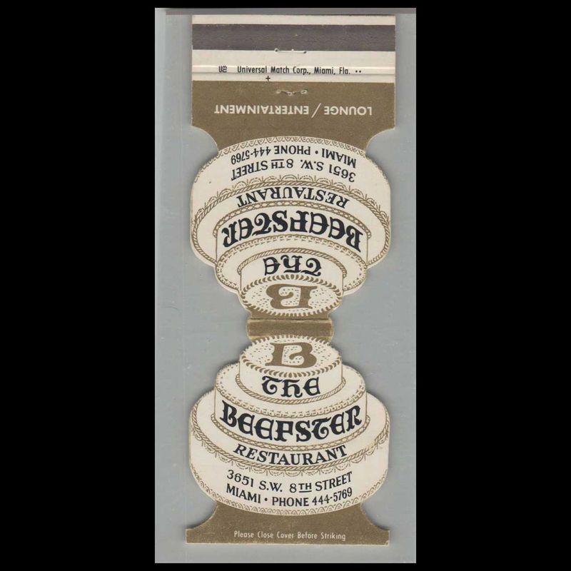 Beefster Restaurant Miami, Fl Vintage Matchbook Advertising Cover