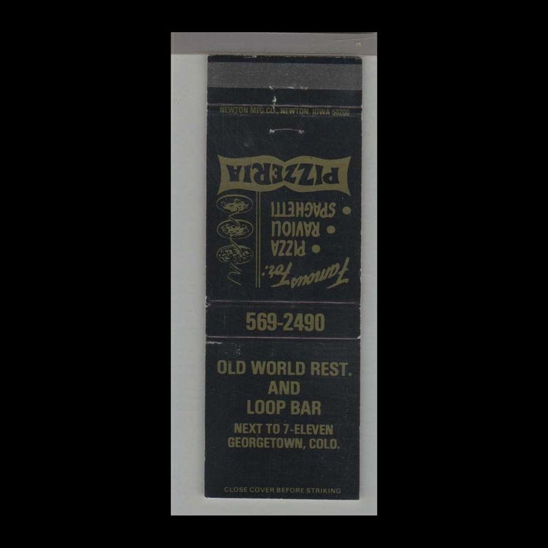 Pizza Place - Old World Restaurant Georgetown, CO Vintage Matchbook Advertising Cover