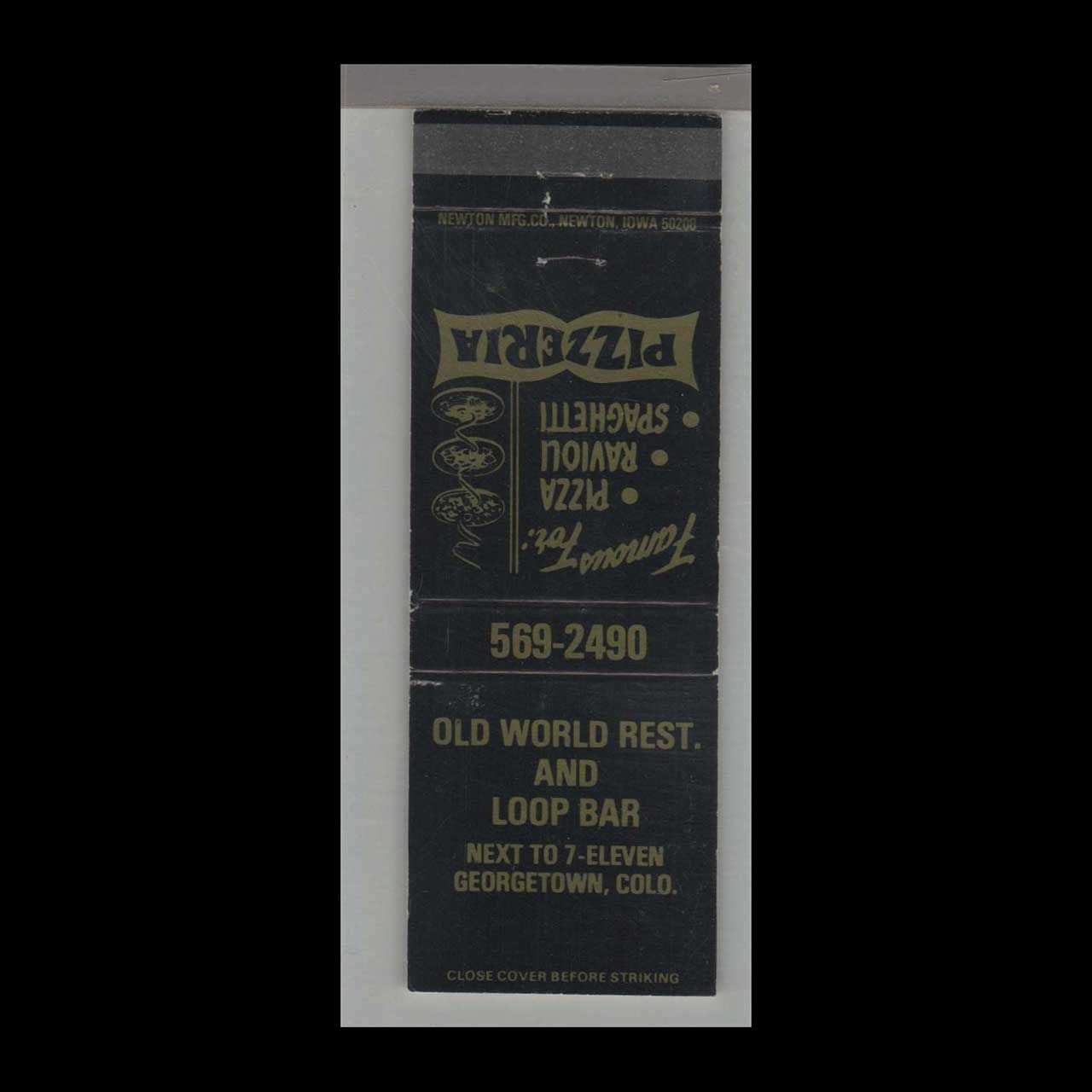 Pizza Place - Old World Restaurant Georgetown, CO Vintage Matchbook Advertising Cover