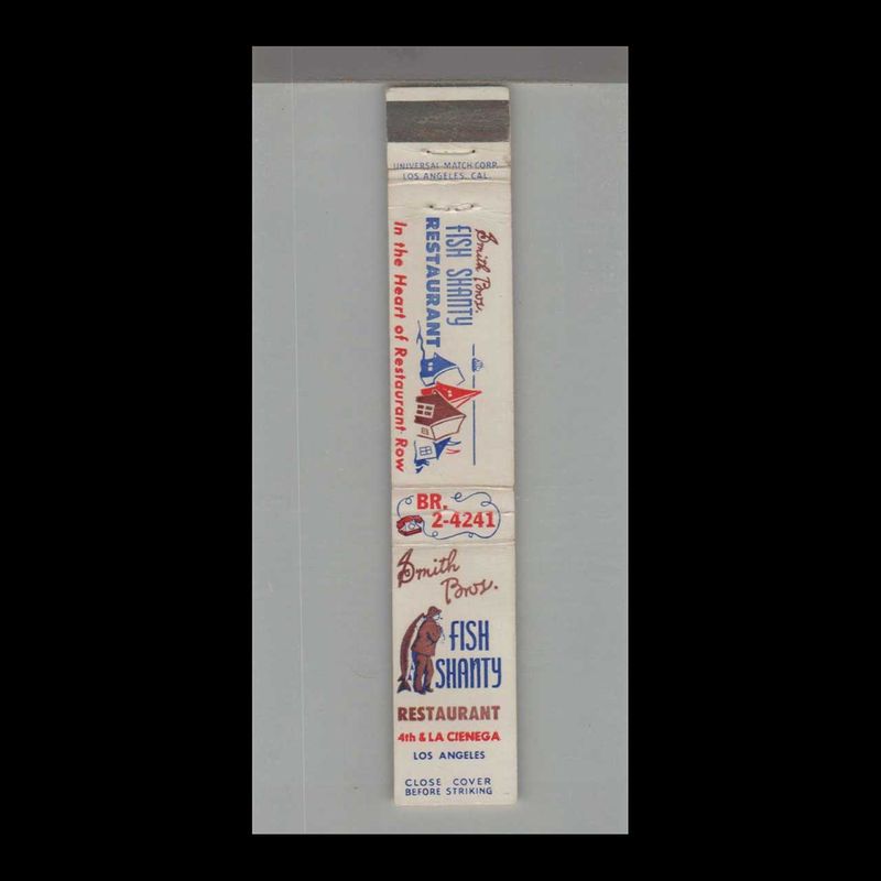 10 Strike  Smith Bros. Fish Shanty Restaurant L Vintage Matchbook Advertising Cover