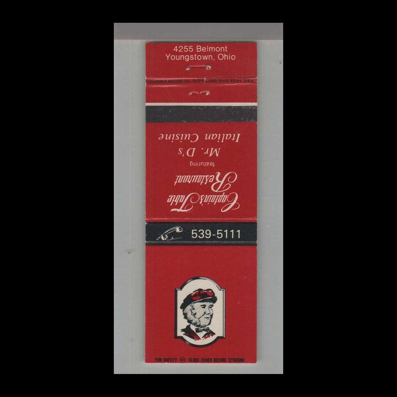 Captain&#39;s Table Restaurant Youngstown, OH Vintage Matchbook Advertising Cover