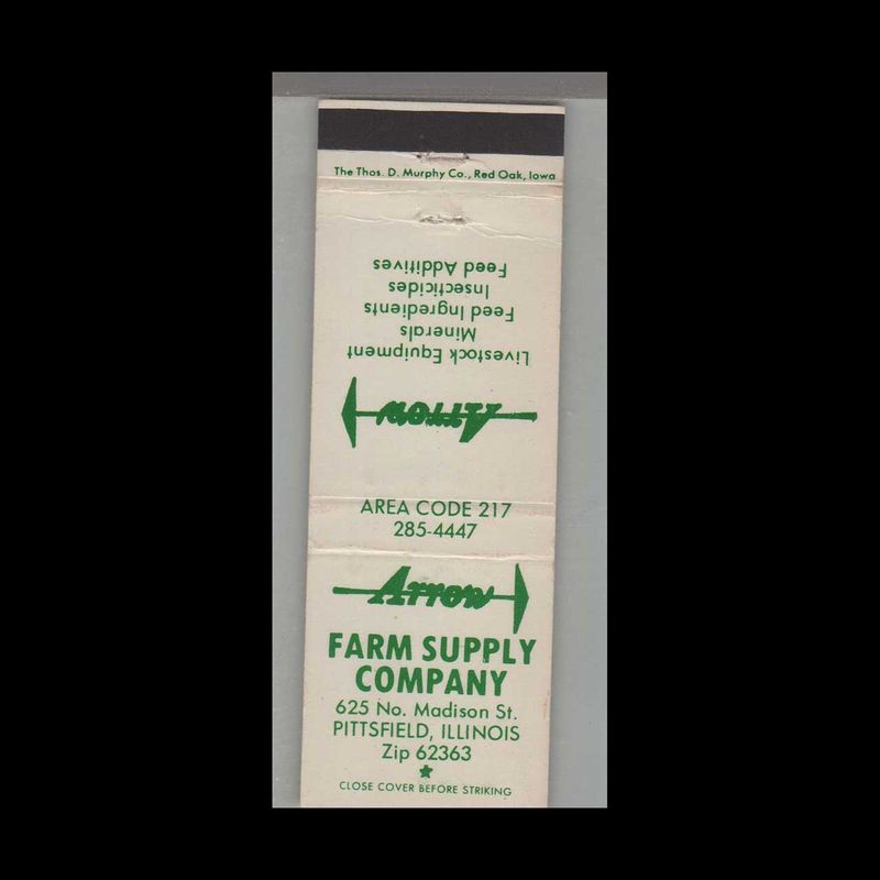 Farm -  Farm Supply company Pittsfield, IL Vintage Matchbook Advertising Cover