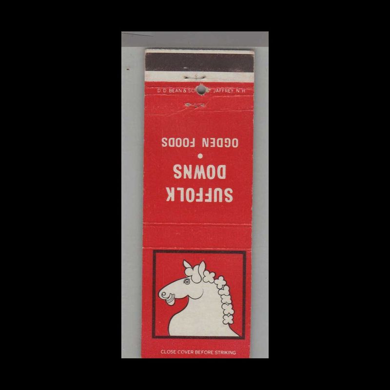 Horse Racing - Suffolk Downs Boston, MA Vintage Matchbook Advertising Cover