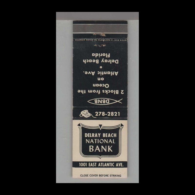 Delray Beach National Bank Delray Beach, FL Vintage Matchbook Advertising Cover