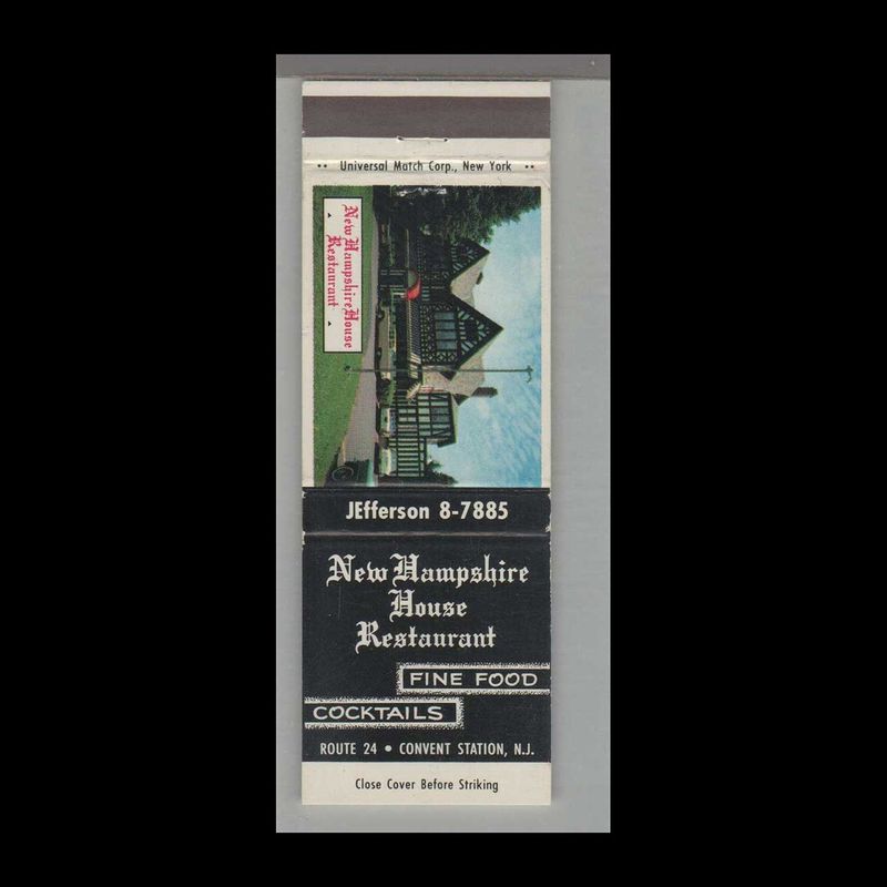 Matchorama - New Hampshire House Restaurant Convent Station, N Vintage Matchbook Advertising Cover