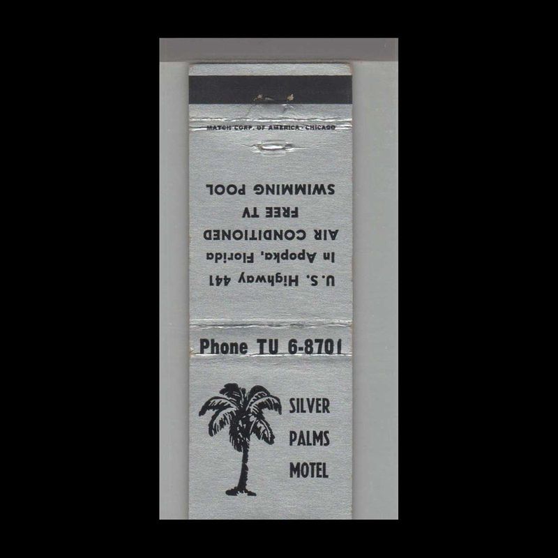 Silver Palms Motel Apopka, FL Vintage Matchbook Advertising Cover
