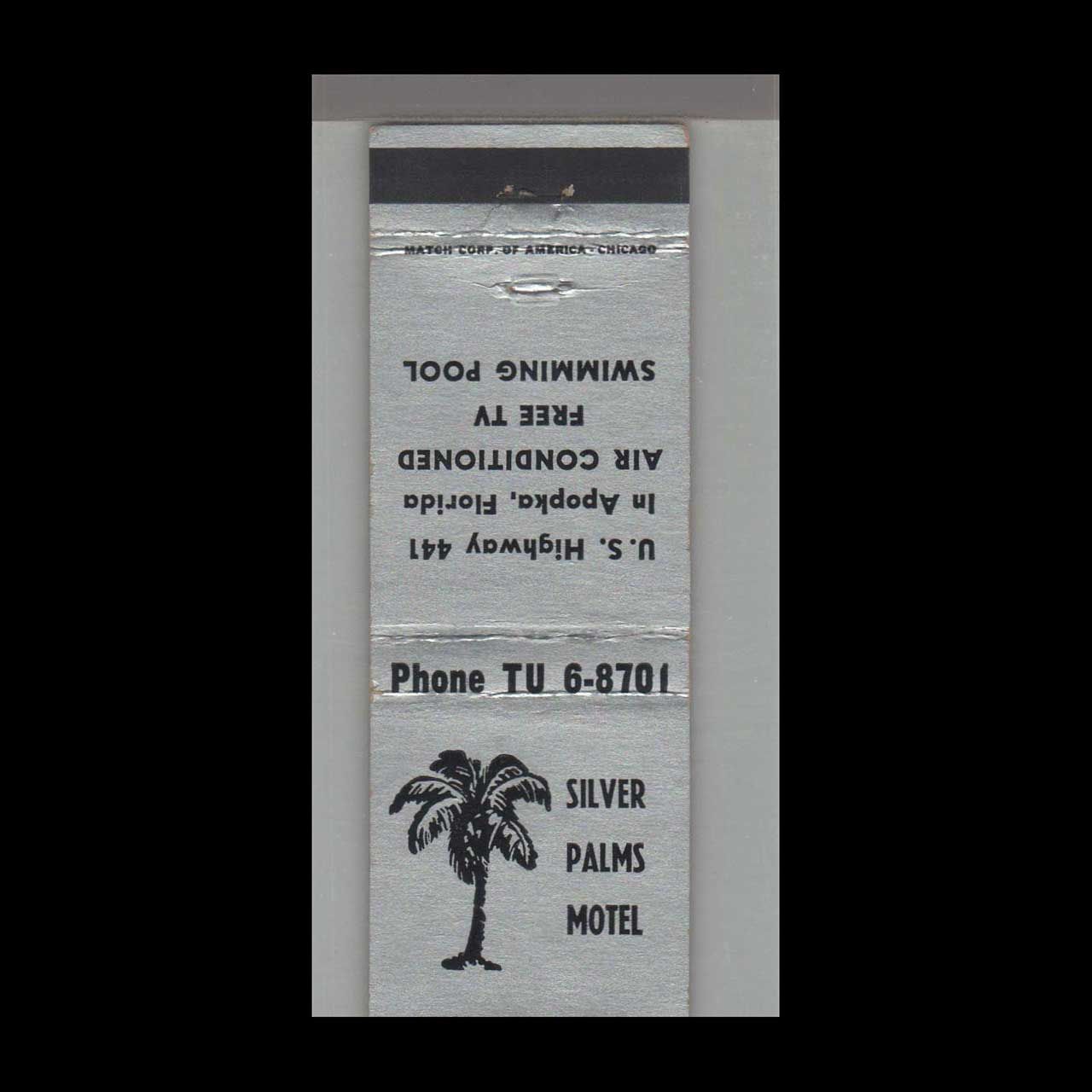 Silver Palms Motel Apopka, FL Vintage Matchbook Advertising Cover