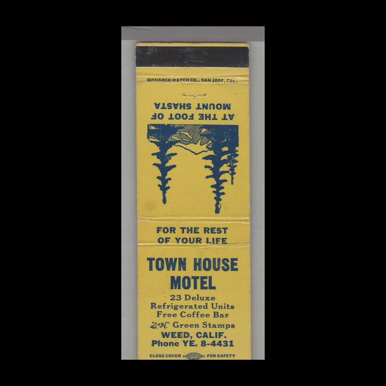 Town House Motel Weed, CA Vintage Matchbook Advertising Cover