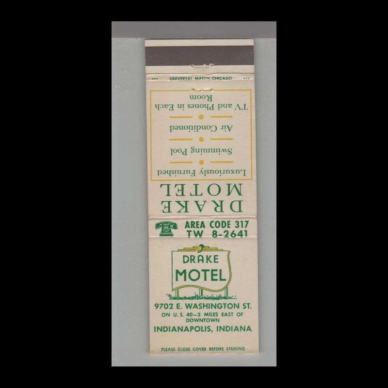 Drake Motel Indianapolis, IN Vintage Matchbook Advertising Cover