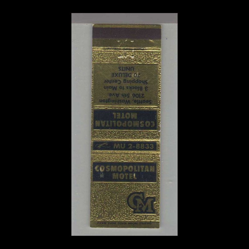 Cosmopolitan Hotel Seattle, WA Vintage Matchbook Advertising Cover
