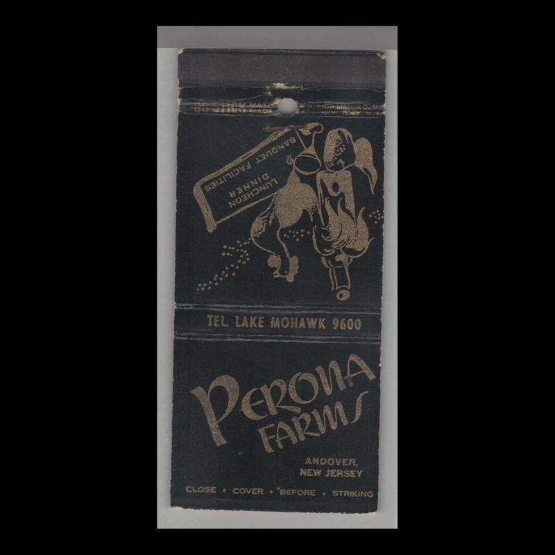 Rooster - Perona Farms Andover, NJ Vintage Matchbook Advertising Cover