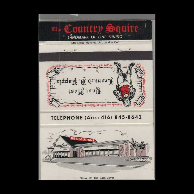 The Country Squire Restaurant Oakville, Ontario Ca Vintage Matchbook Advertising Cover