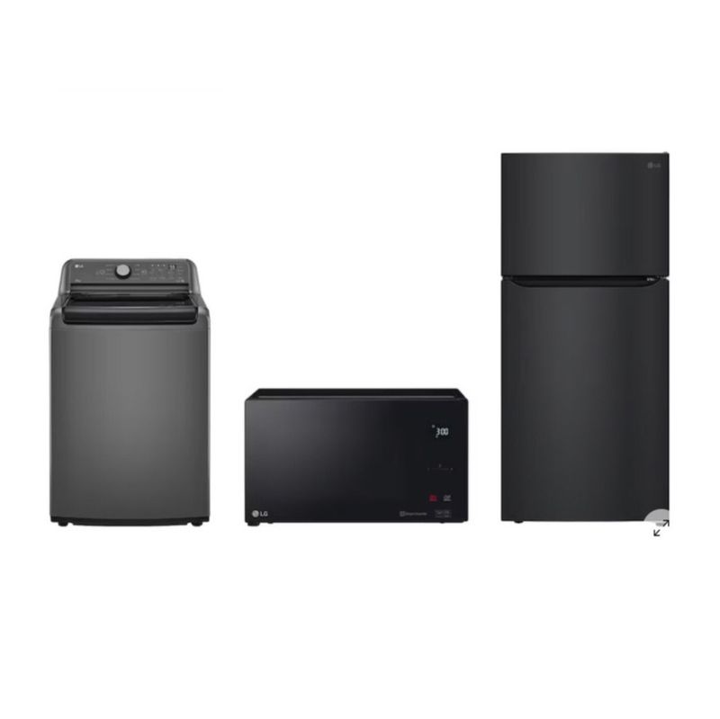 Combo Lavadora LG 21 kg + Horno Microondas NeoChef™ 1.5 pies³ + Refrigerador 20 pies Negro