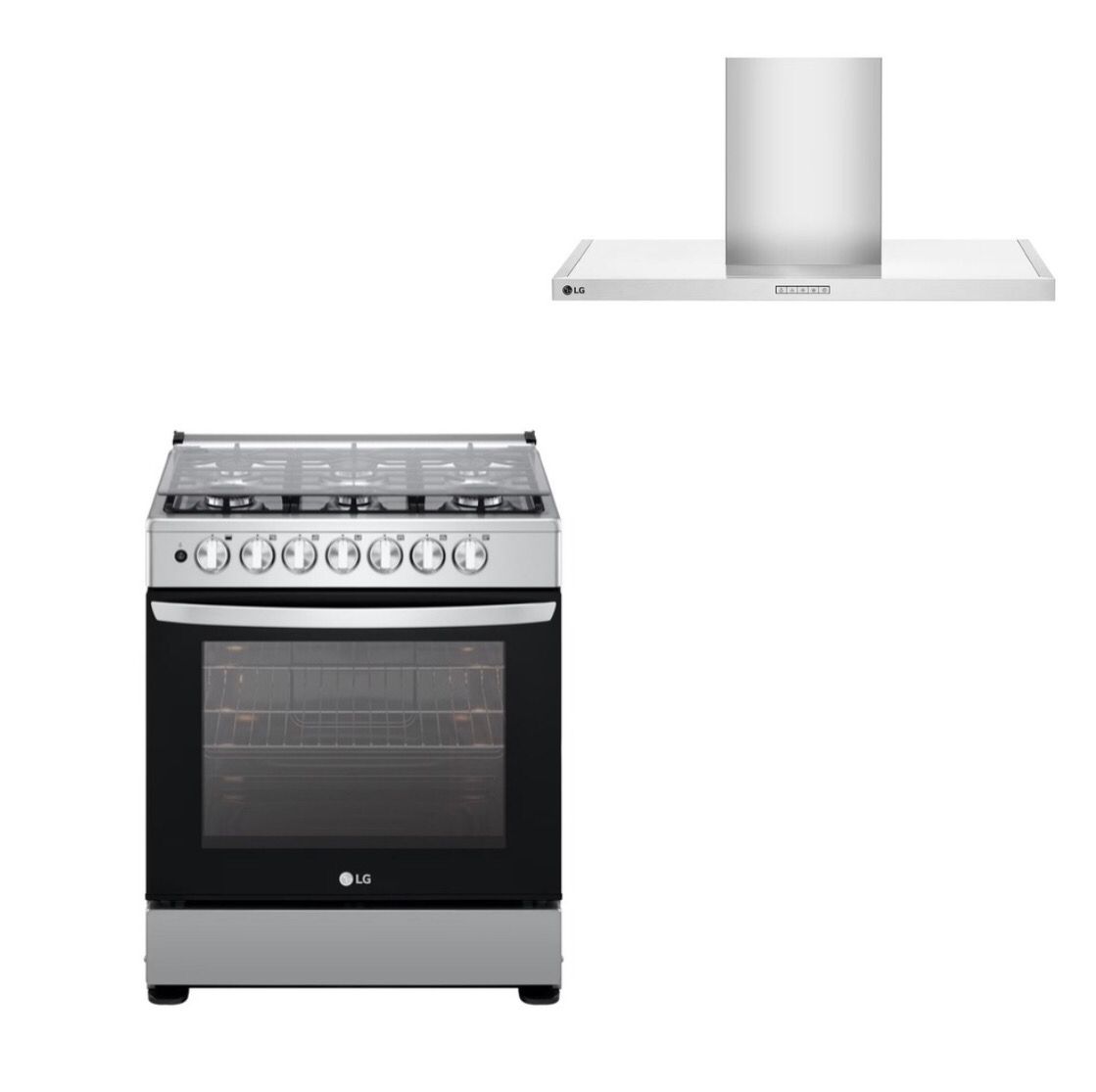 Combo Estufa y Campana LG - Gris Acero inoxidable