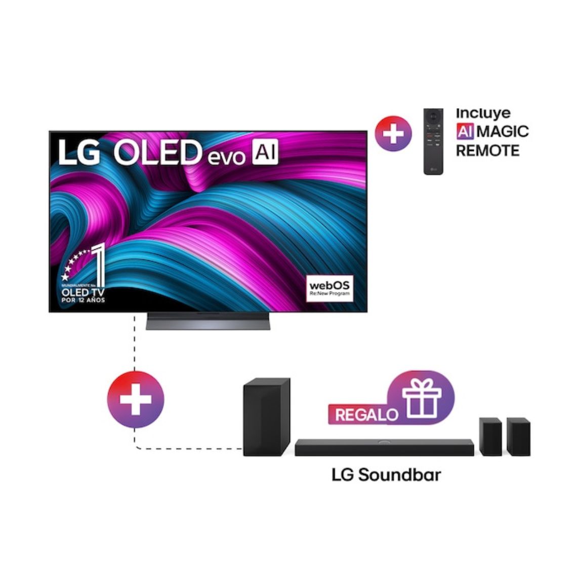 Combo Smart TV 55” pulg LG AI OLED evo 4K + Barra de Sonido