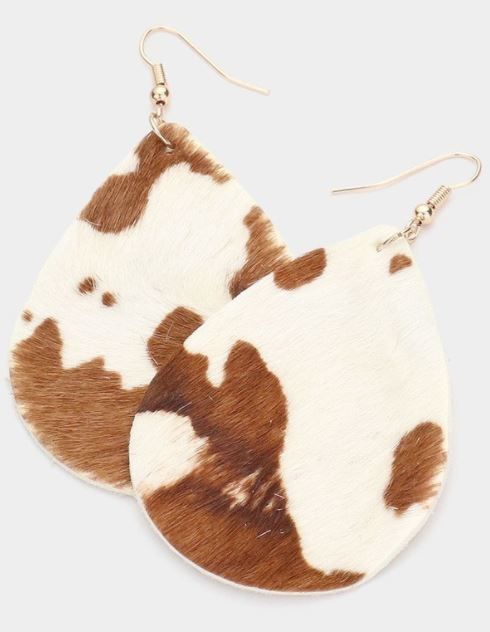 Cowhide Leather Teardrop Earrings