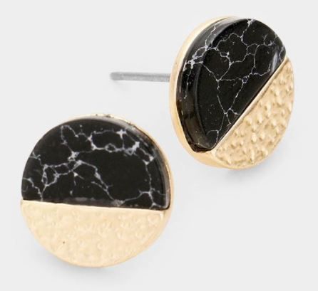 Half Semi Precious Stud Earrings