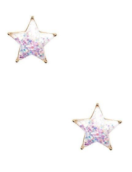 Sequin Star Earrings W/ Gold Post 