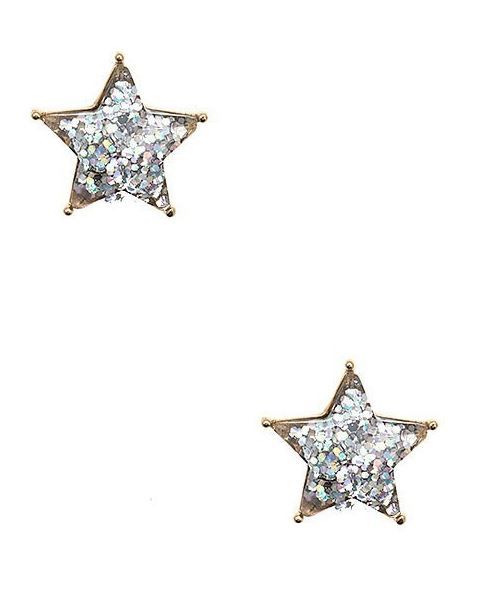 Sequin Star Earrings W/ Gold Post 
