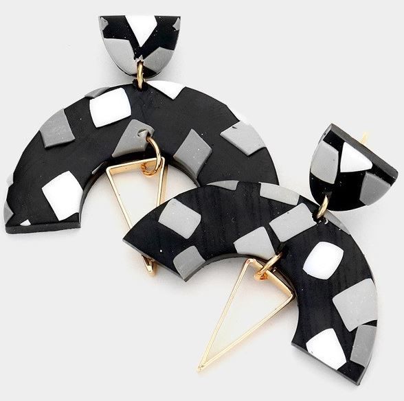  Polymer Clay Open Metal Triangle Earrings