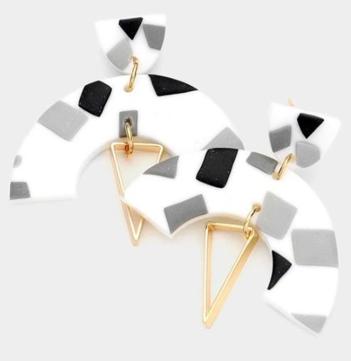  Polymer Clay Open Metal Triangle Earrings