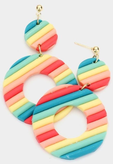 Colorful Open Round Polymer Clay Earrings