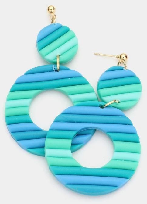 Colorful Open Round Polymer Clay Earrings