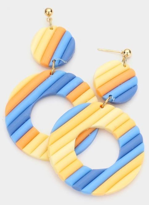 Colorful Open Round Polymer Clay Earrings