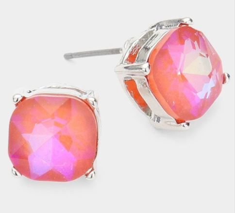 Square Stone Stud Earrings