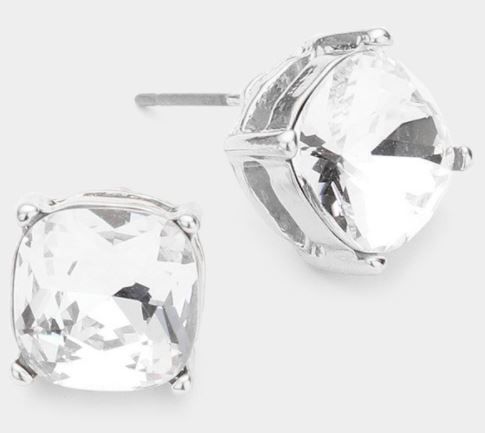 Square Stone Stud Earrings