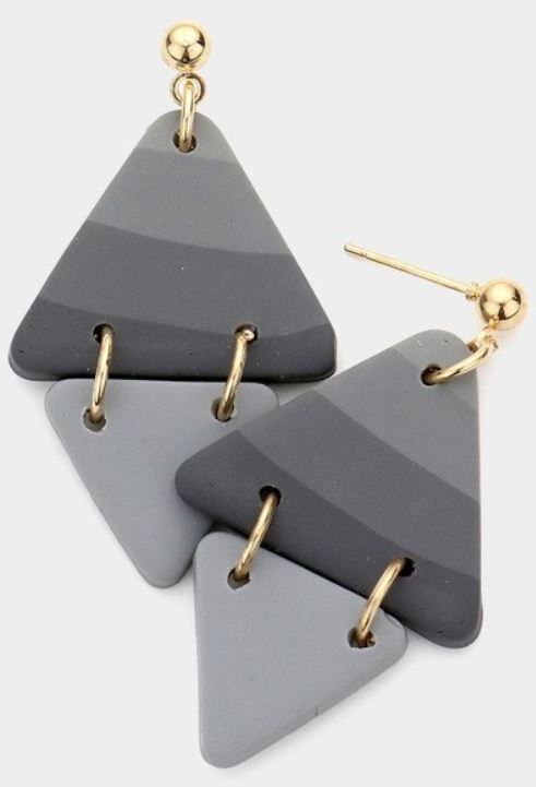 Double Triangle Clay Earrings