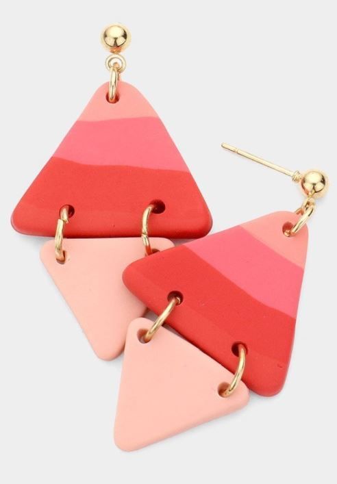  Double Triangle Clay Earrings