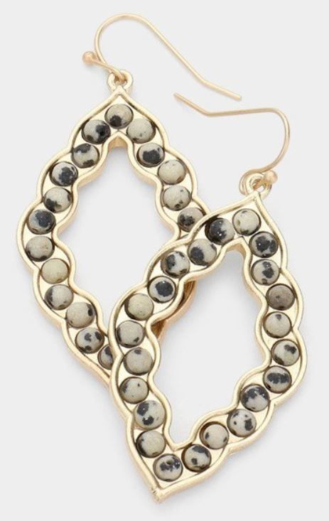 Natural Stone Accented Petal Earrings