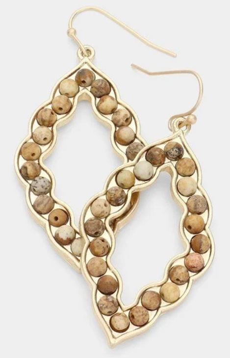 Natural Stone Accented Petal Earrings