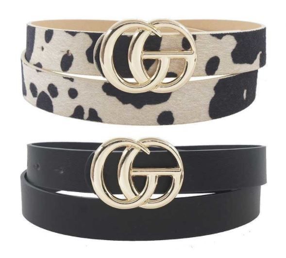2 PC  Black &amp; Cow Fashion Belts
