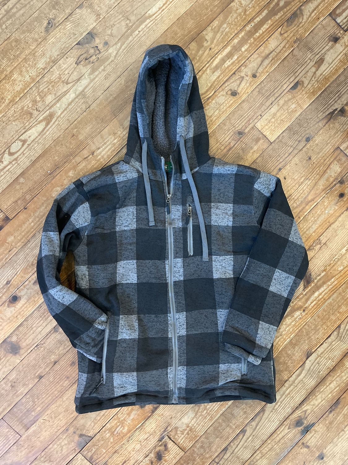Plaid Sweater Jacket With Hood 