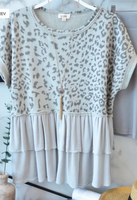 Leopard 2 Tiered Ruffle Top