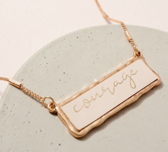Courage Leather Charm Short Necklace