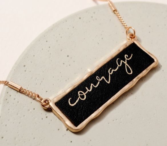 Courage Leather Charm Short Necklace