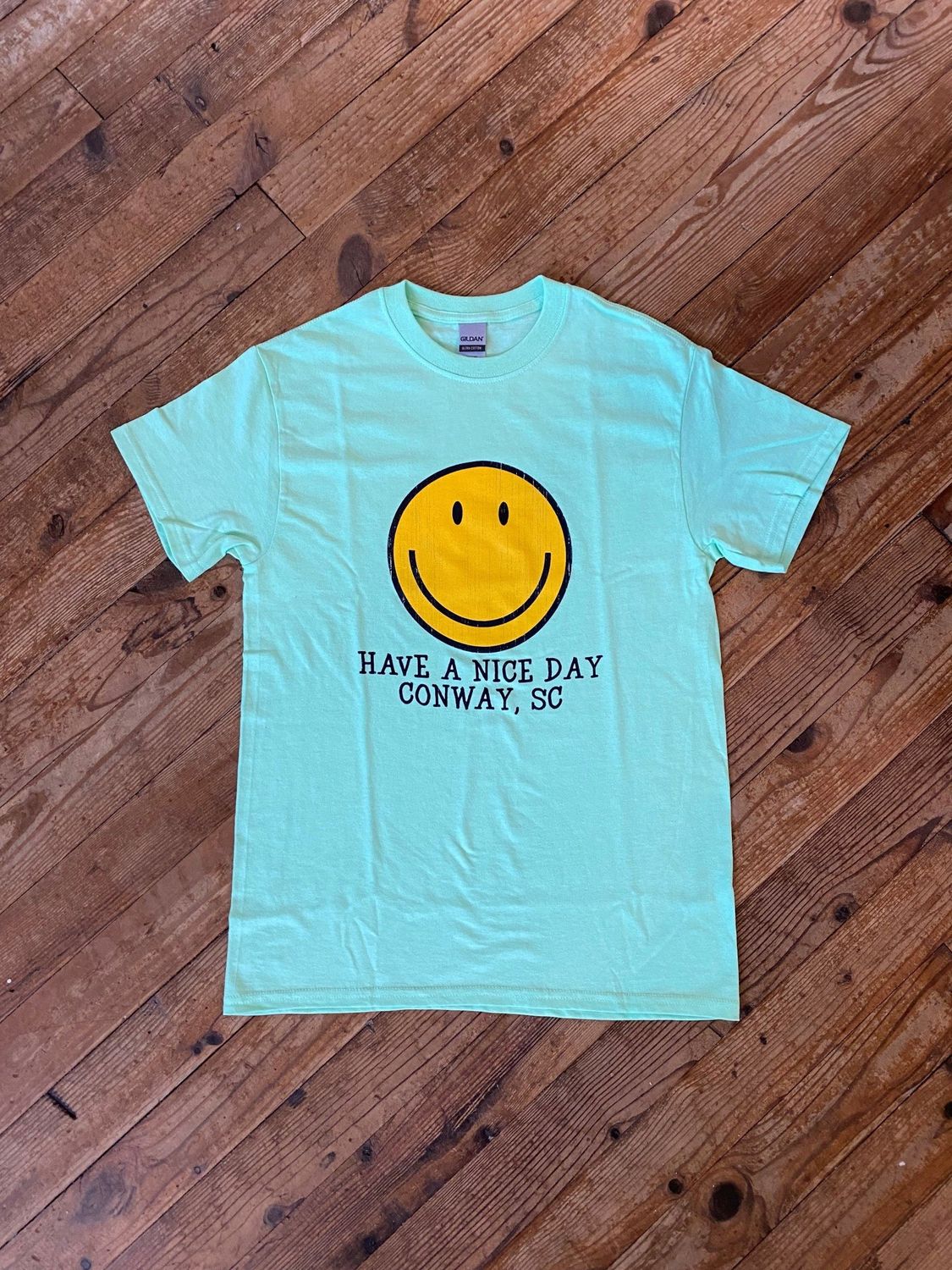 Conway SC Distressed Smiley Tee