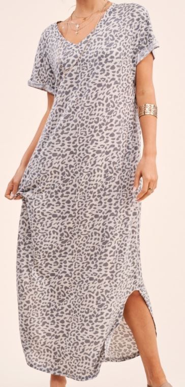 Leopard Claris V-Neck Maxi Dress